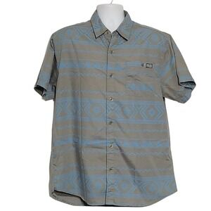 MO7 Most Official Seven Button Up Shirt Mens Extra Large Gray Blue Aztec